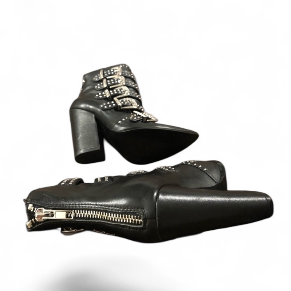 Steve Madden Black Ankle Boots with Silver Buckles 6 - Picture 4 of 4